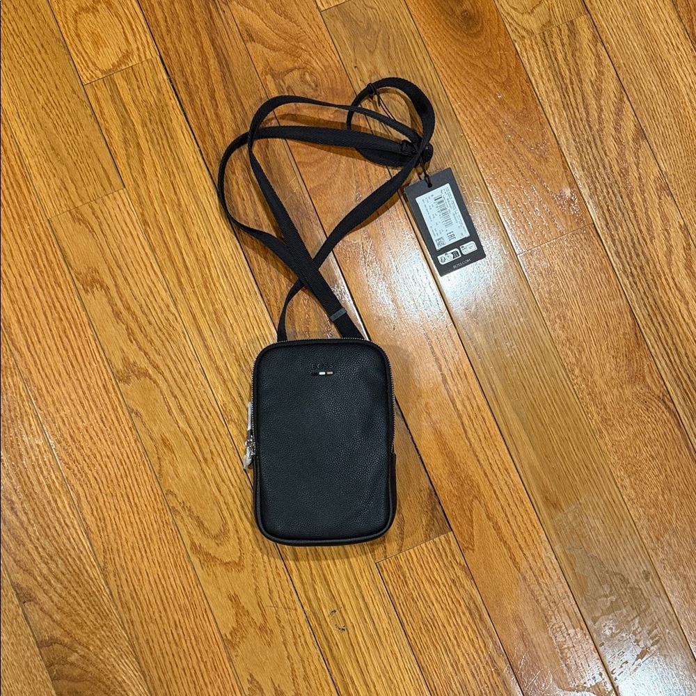 Boss Black Leather Messenger Bag